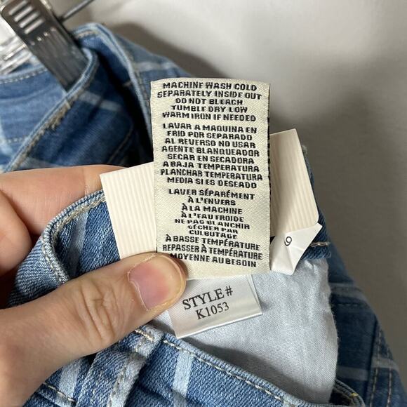 YMI Jeans Women's Denim Mini Skirt Size 11 Striped Cut Off Mid Rise Blue NWT - Picture 6 of 6